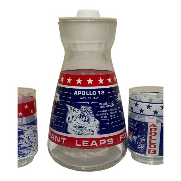 Vintage Libbey Nasa Apollo Missions 11-14 Carafe and Glass Set - Picture 3 of 6